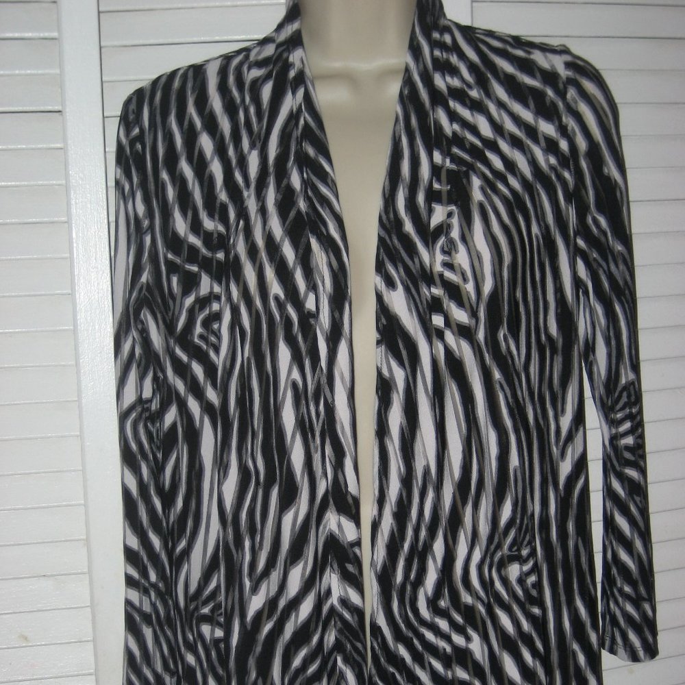 ALBERTO MAKALI JACKET TOP ANIMAL PRINT OPEN FRONT SZ SM